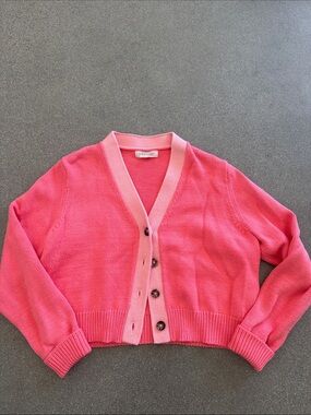 Philosophy Bright Pink V-Neck Button Cardigan